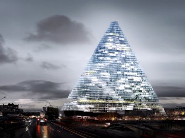 Herzog & de Meuron project of a triangle high rise building in Paris